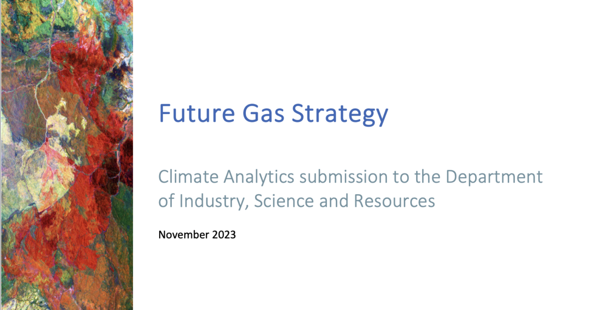 Climate Analytics | Submission on Australia's future gas strategy