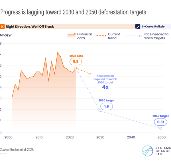 Progress is lagging toward 2030 and 2050 deforestation