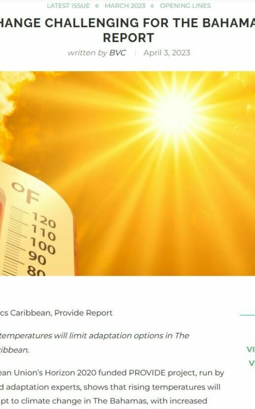 Research finds rising temperatures will limit adaptation options in The Bahamas, with implications for the wider Caribbean