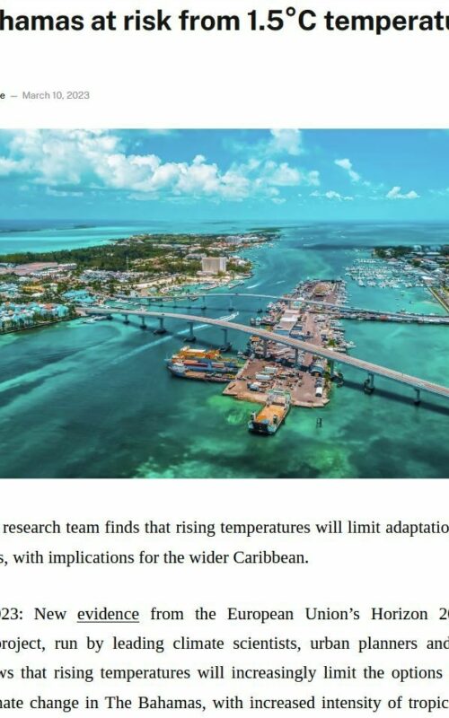 The Bahamas at risk from 1.5°C temperature rise
