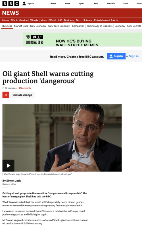Oil giant Shell warns cutting production 'dangerous'