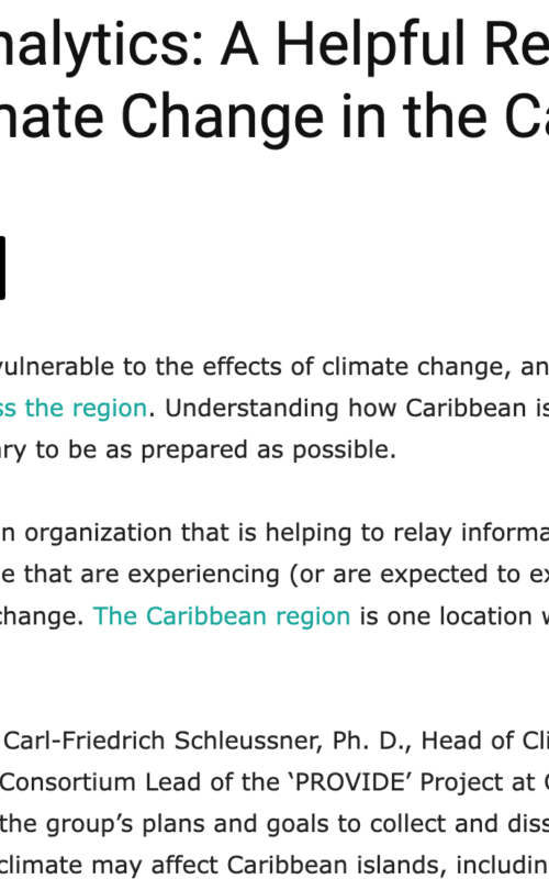 Climate Analytics: A Helpful Resource About Climate Change in the Caribbean