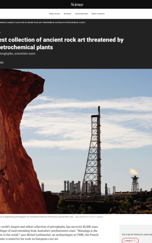 World’s largest collection of ancient rock art threatened by Australia’s petrochemical plants