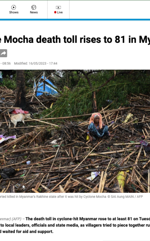 Cyclone Mocha death toll rises to 81 in Myanmar