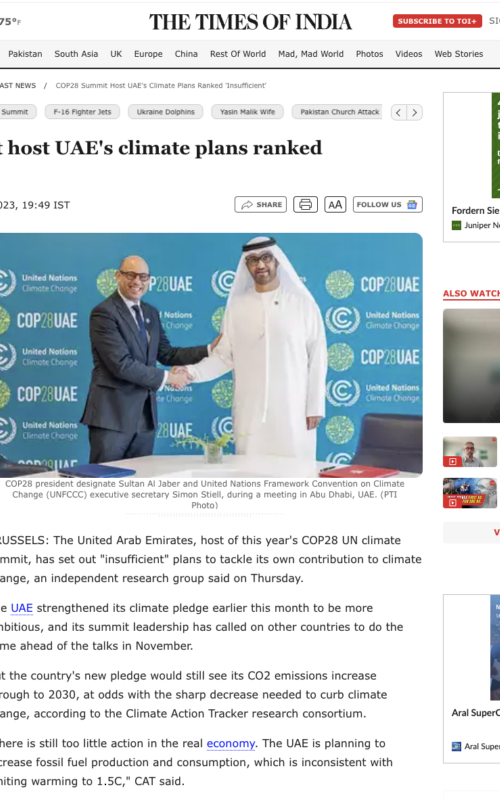 COP28 summit host UAE's climate plans ranked 'insufficient'
