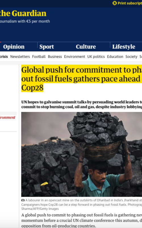 Global push for commitment to phase out fossil fuels gathers pace ahead of Cop28