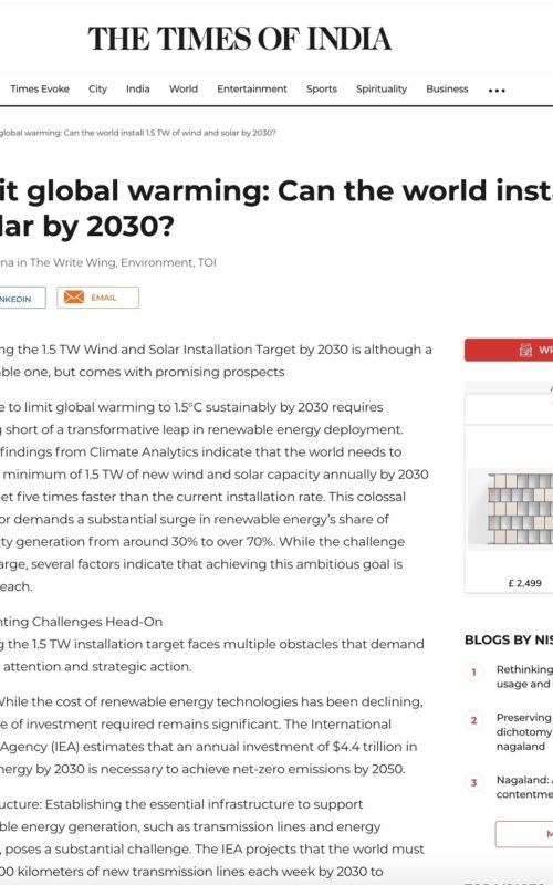 The race to limit global warming: Can the world install 1.5 TW of wind and solar by 2030?