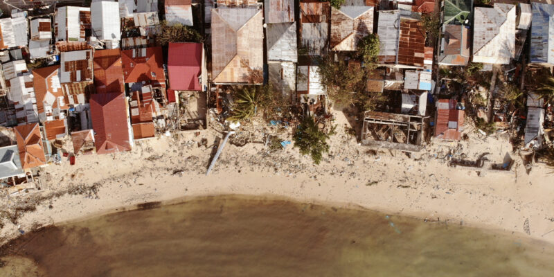 Drone’s view the day after a typhoon in Malapascua Island Philippines