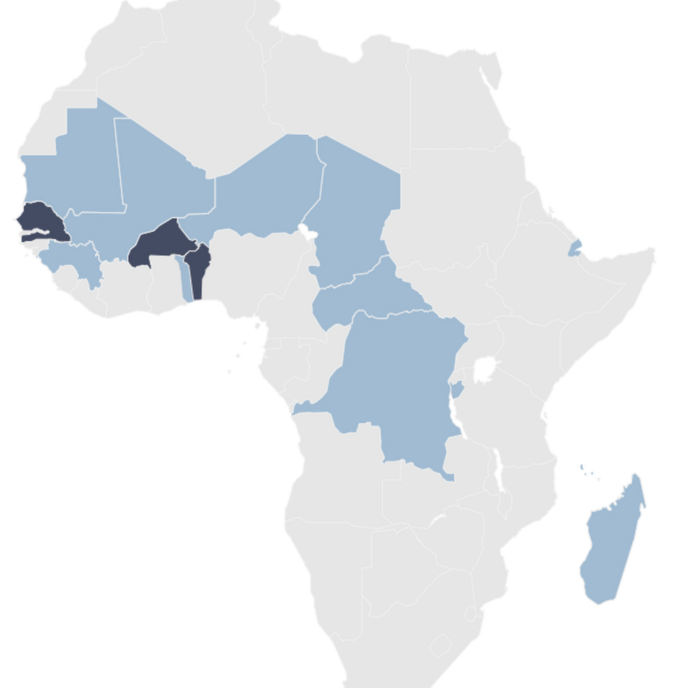Map of countries in sub-saharan africa