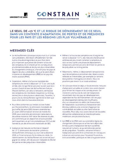 Le seuil de +1,5°C et le risque de dépassement de ce seuil