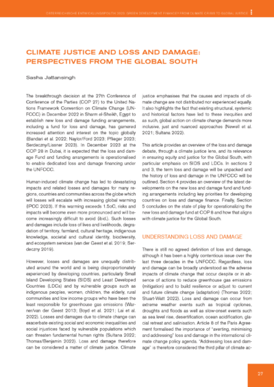 Climate justice and loss and damage: perspectives from the global south