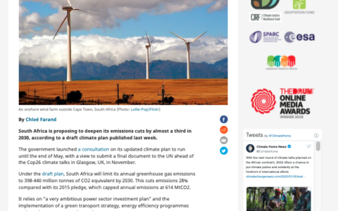 South Africa sets out to tighten 2030 emissions target