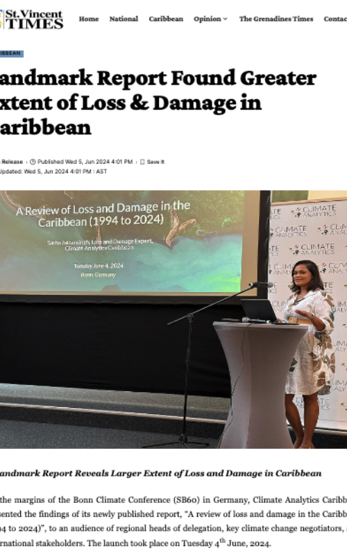 Landmark report found greater extent of loss & damage in Caribbean