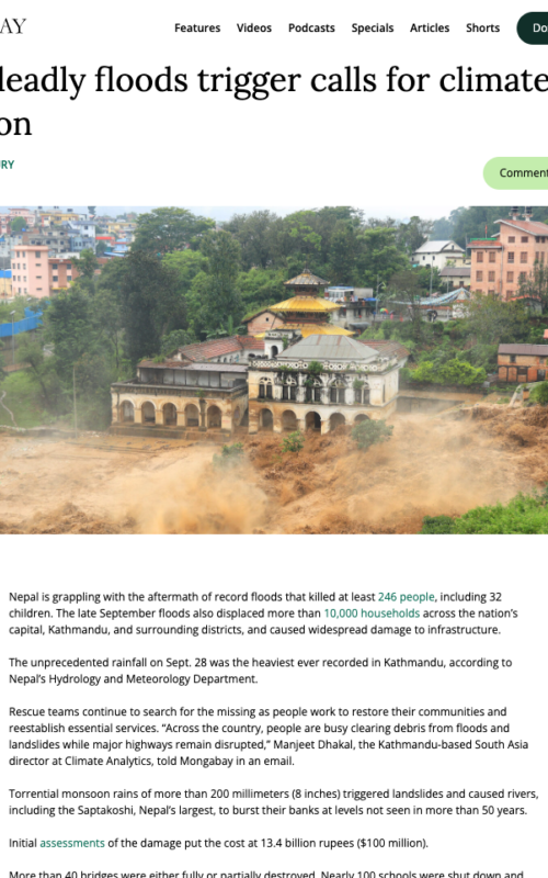 Nepal’s deadly floods trigger calls for climate adaptation
