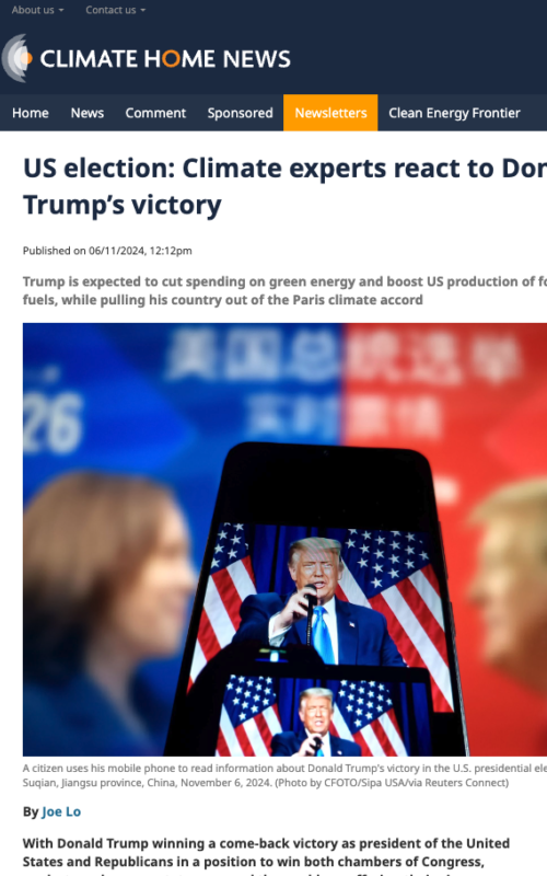 US election: Climate experts react to Donald Trump’s victory
