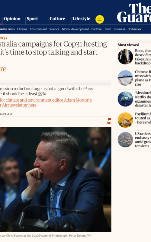 As Australia campaigns for Cop31 hosting rights, it’s time to stop talking and start doing