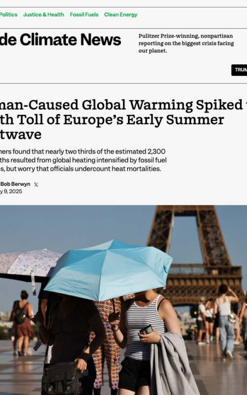 Human-Caused Global Warming Spiked the Death Toll of Europe’s Early Summer Heatwave