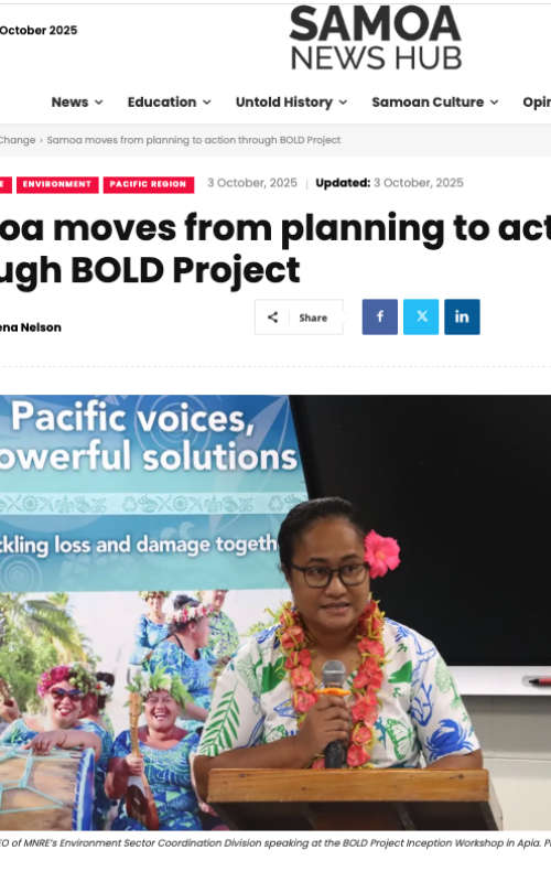 Samoa moves from planning to action through BOLD Project