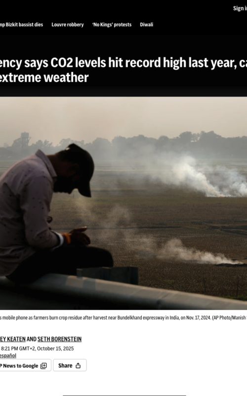 UN agency says CO2 levels hit record high last year, causing more extreme weather