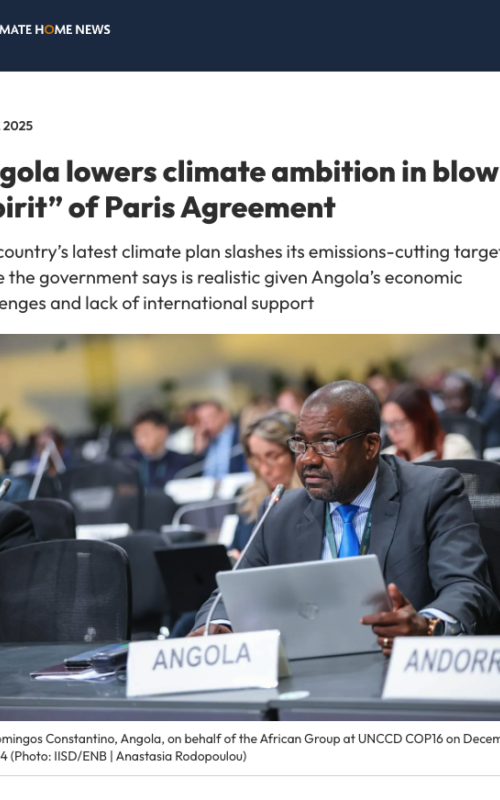 Angola lowers climate ambition in blow to “spirit” of Paris Agreement
