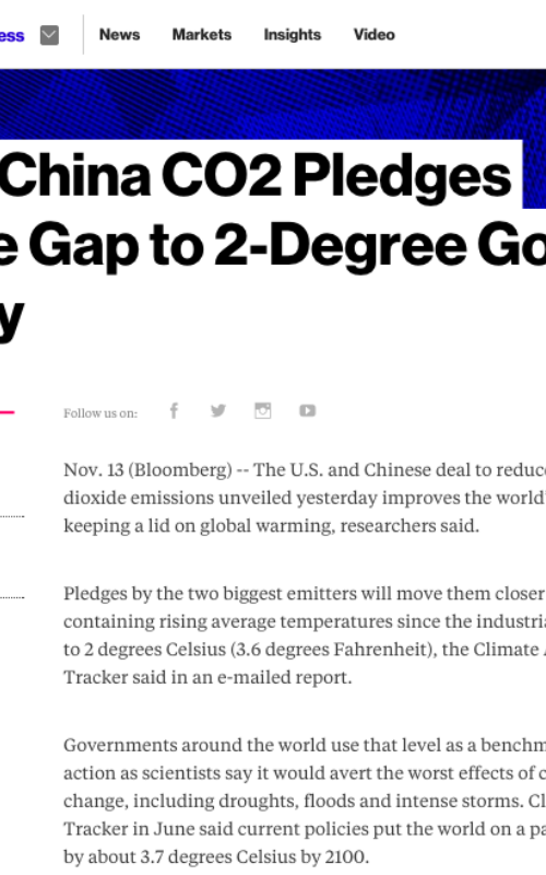 U.S., China CO2 Pledges Close Gap to 2-Degree Goal: Study