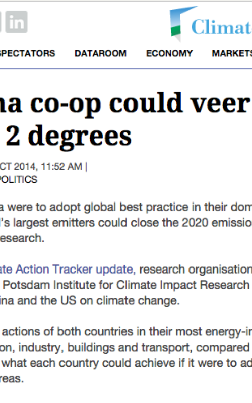 US-China co-op could veer world back to 2 degrees