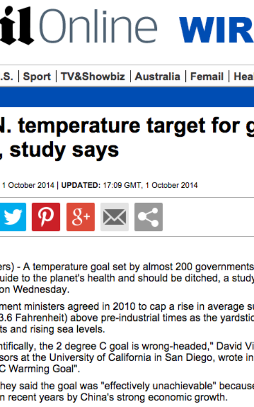 Ditch U.N. temperature target for global warming, study says
