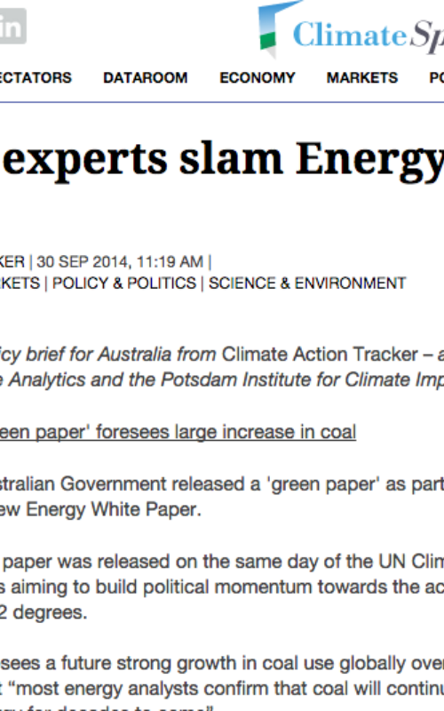 Climate experts slam Energy Green Paper