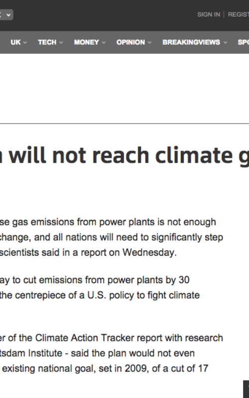 U.S. carbon plan will not reach climate goals – study