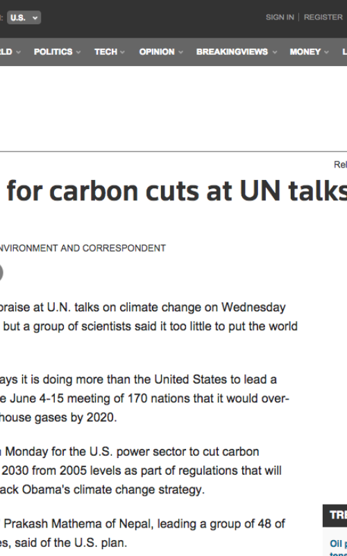 US wins praise for carbon cuts at UN talks, told to do more