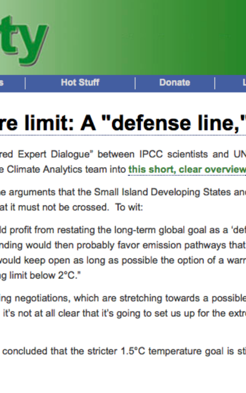 The 2C temperature limit: A "defense line," not a "guard rail"