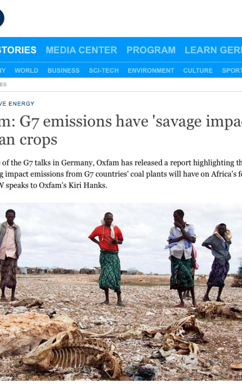 Oxfam: G7 emissions have 'savage impact' on African crops