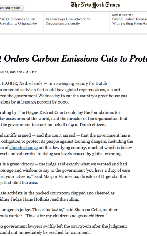 Dutch Court Orders Carbon Emissions Cuts to Protect Citizens