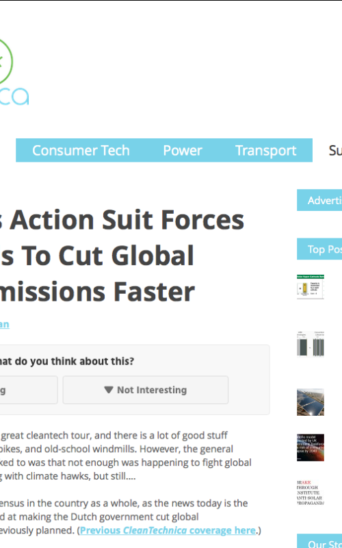 Dutch Class Action Suit Forces Netherlands to Cut Global Warming Emissions Faster