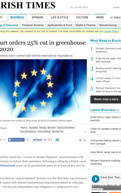 Dutch court orders 25% cut in greenhouse gases by 2020