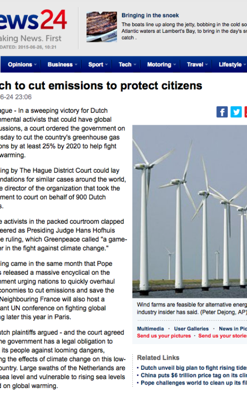 Dutch to cut emissions to protect citizens