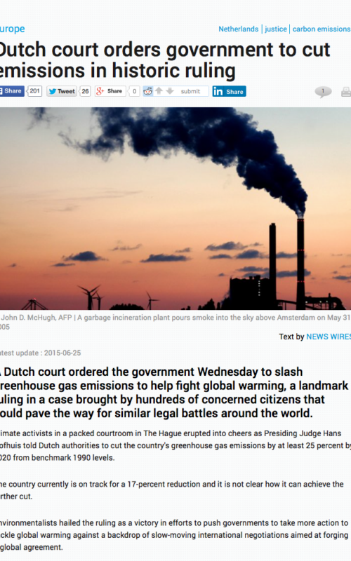 Dutch court orders government to cut emissions in historic ruling