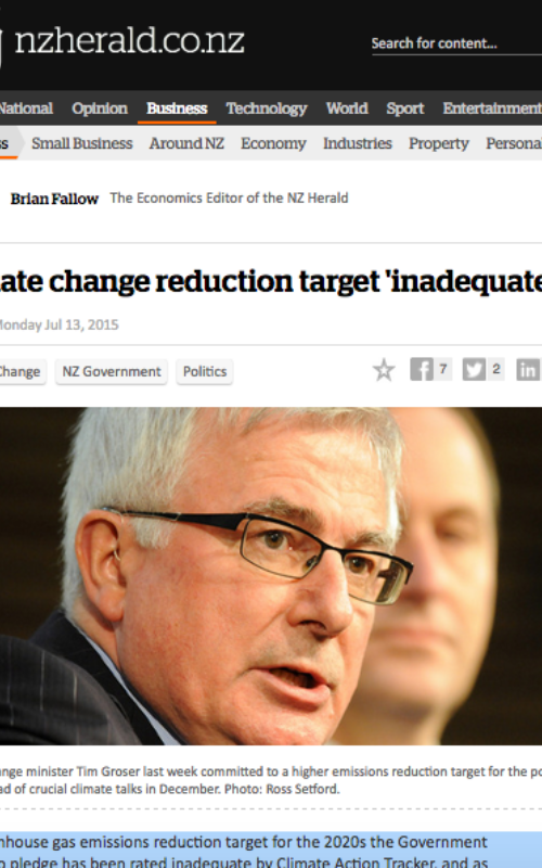 Climate change reduction target 'inadequate'