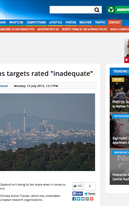 NZ's emissions targets rated "inadequate"