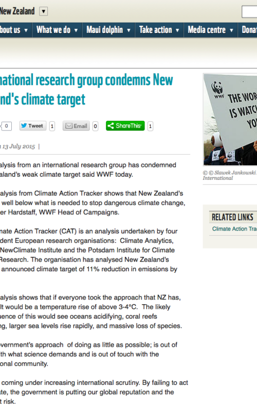 International research group condemns New Zealand's climate target