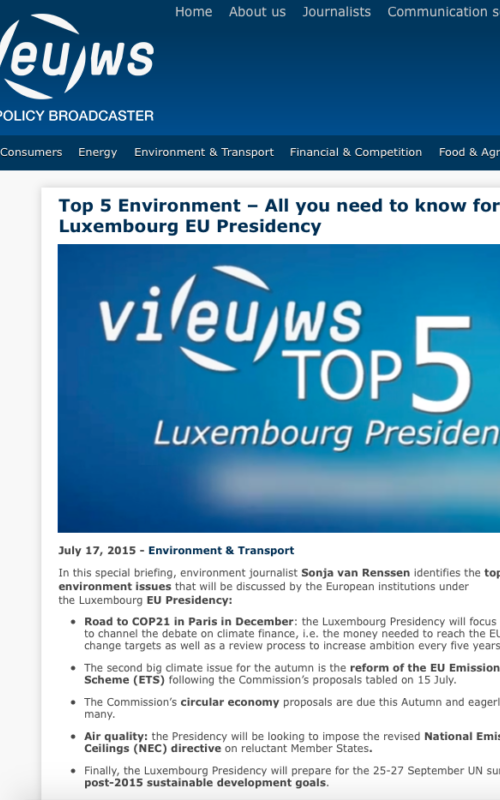 Top 5 Environment – All you need to know for the Luxembourg EU Presidency