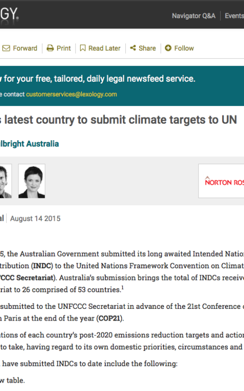 Australia is latest country to submit climate targets to UN