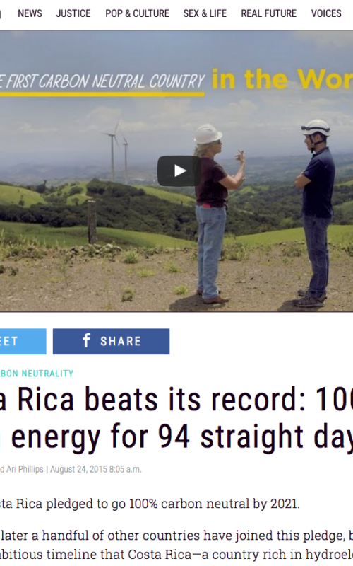 Costa Rica beats its record: 100% clean energy for 94 straight days