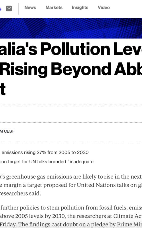 Australia's Pollution Level Seen Rising Beyond Abbott's Target