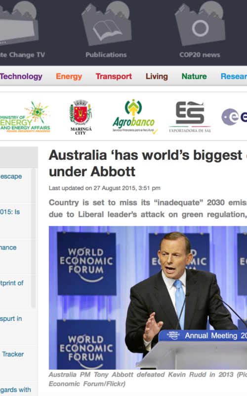 Australia ‘has world’s biggest climate policy gap’ under Abbott