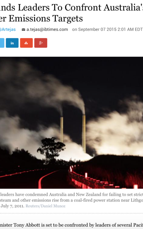 Pacific Islands Leaders To Confront Australia's Tony Abbott Over Emissions Targets