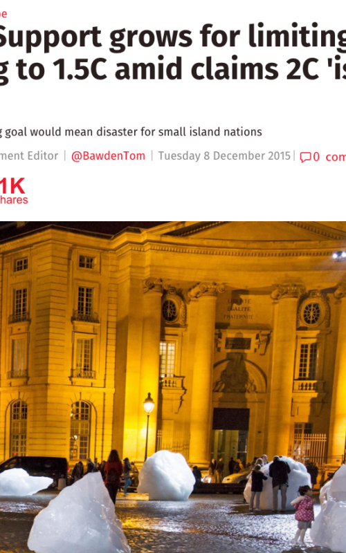 COP21: Support grows for limiting warming to 1.5C amid claims 2C 'is not safe'