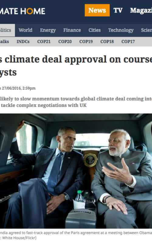 Paris climate deal approval on course, say analysts