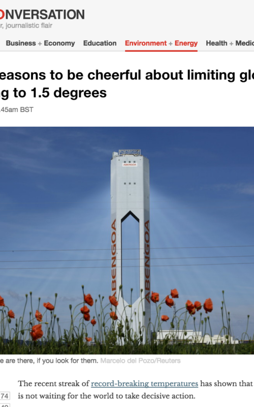 Three reasons to be cheerful about limiting global warming to 1.5 degrees