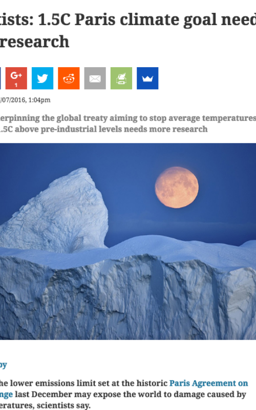 Scientists: 1.5C Paris climate goal needs more research